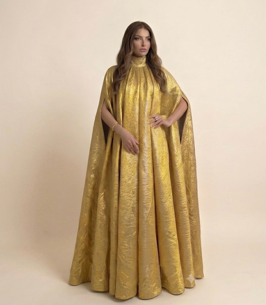Golden Majestic Cape Dress