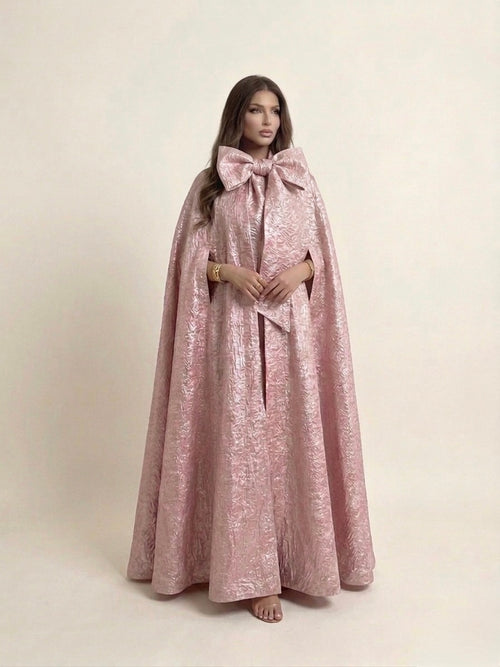 Blush Pink Bow Cape Dress
