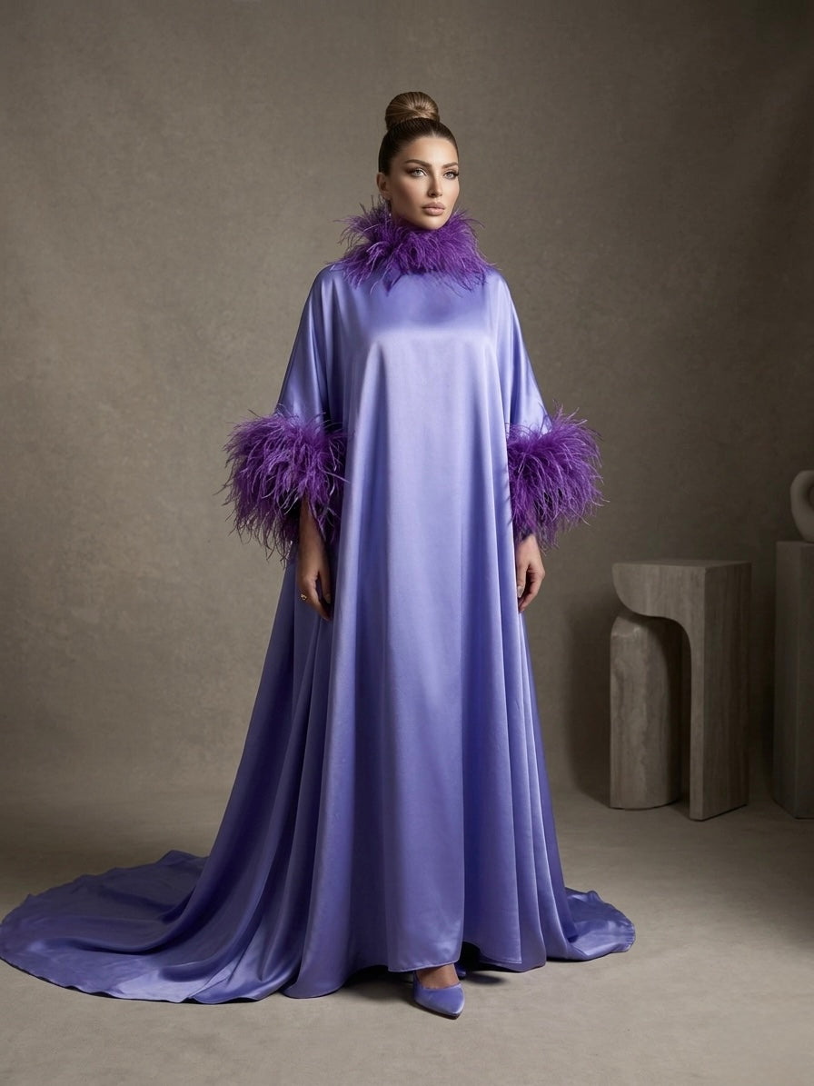 Lavender Feather Trim Dress