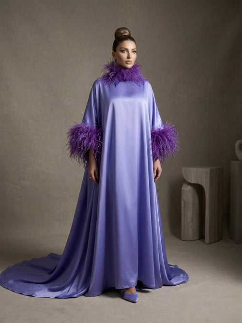 Lavender Feather Trim Dress