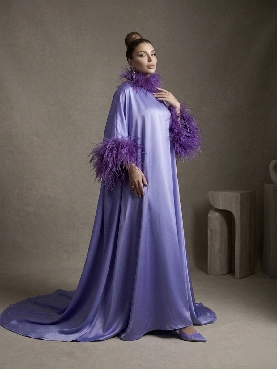 Lavender Feather Trim Dress