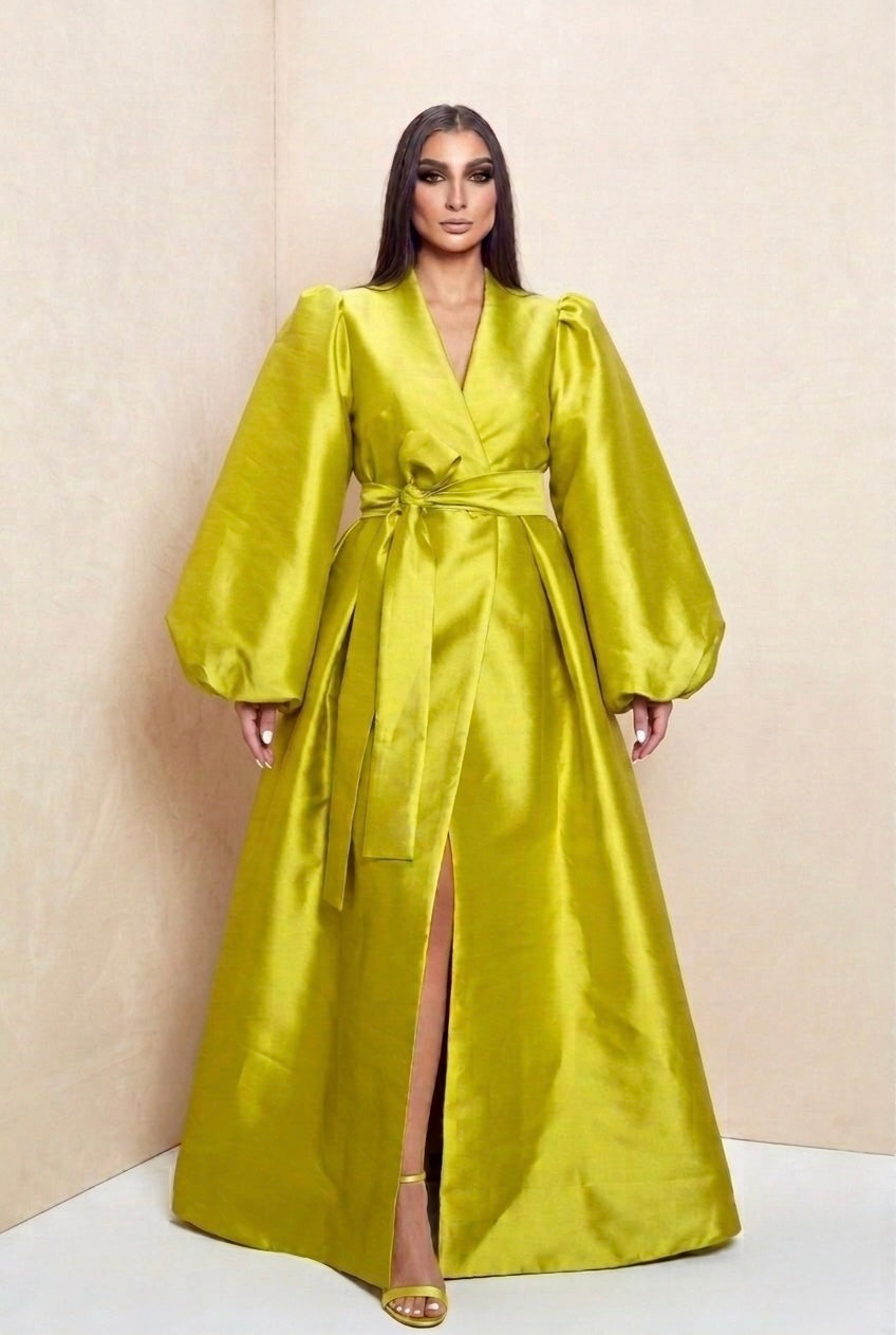 The Chartreuse Luxe Coat Dress