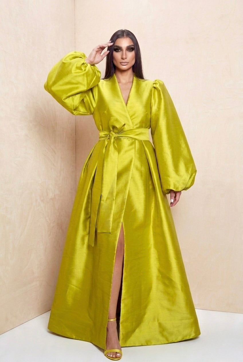 The Chartreuse Luxe Coat Dress